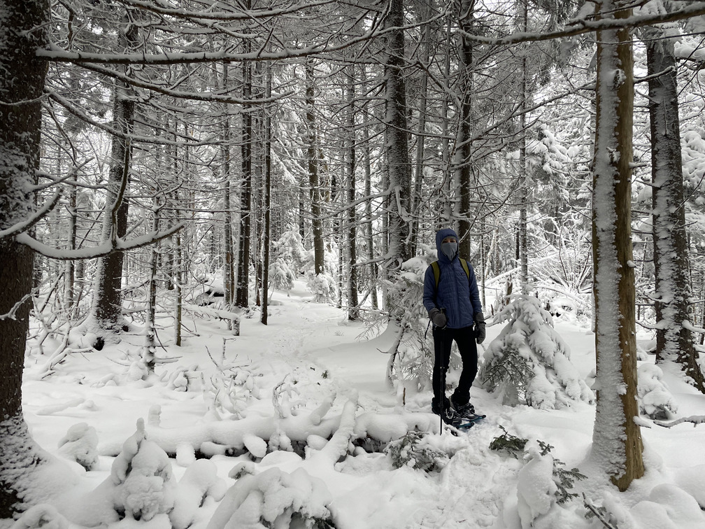 Alex hiking the col between Rusk and East Rusk