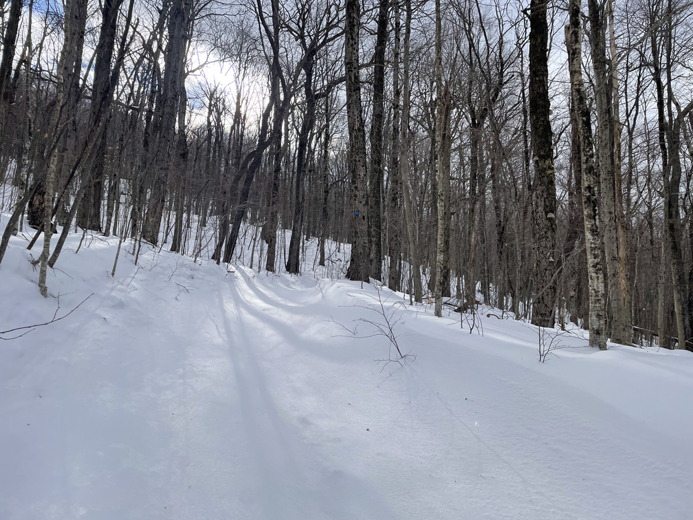 Smooth snow channel on the trail