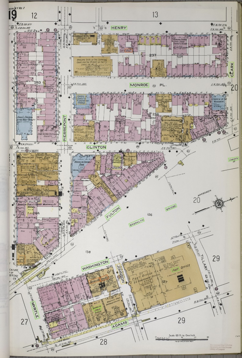 Brooklyn image showing street names in green boxes